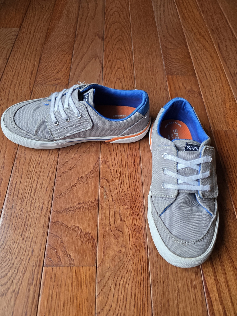 Sperry Kids' Gray Canvas Sneakers with Blue Trim